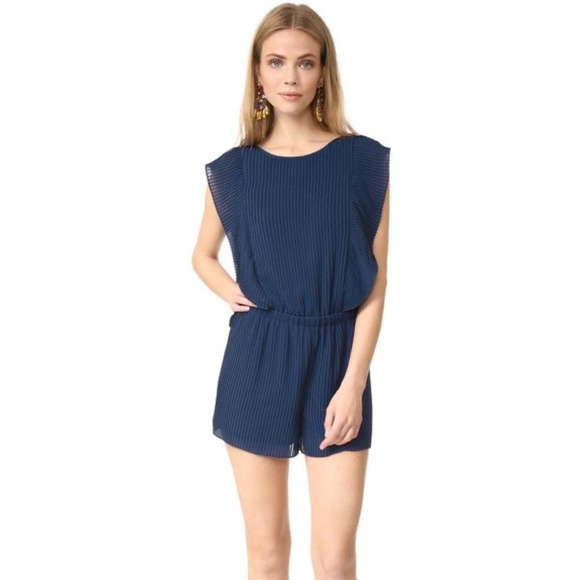 Club Monaco Pants - Club Monaco Romper Navy Blue Pleated JONET Jumpsuit Open Back Sleeveless Size 4
